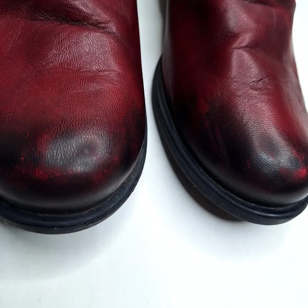 Remonte Rieker Muskru Ankle Boot Leather Women EU 40 US 8.5-9 Ruched Oxblood
